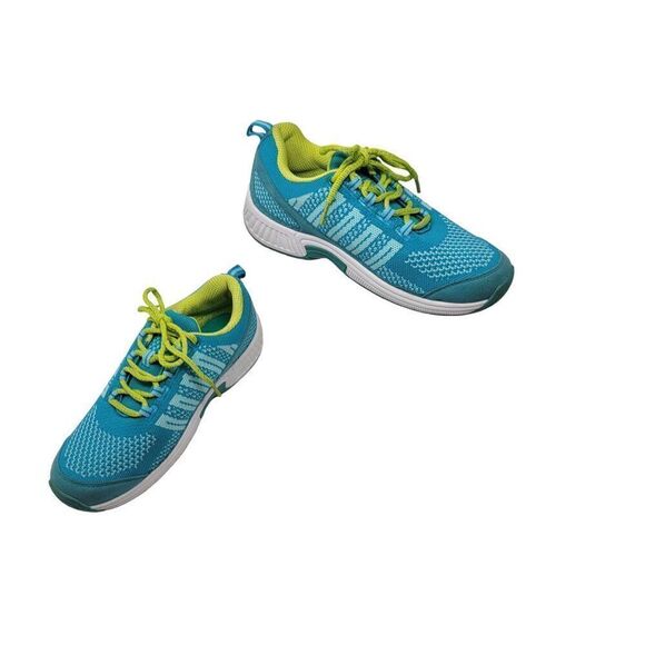 Orthofeet Athletic Shoes Sneakers 7.5 Manmade Upper Turquoise Lime Green Lace-Up - Picture 7 of 11